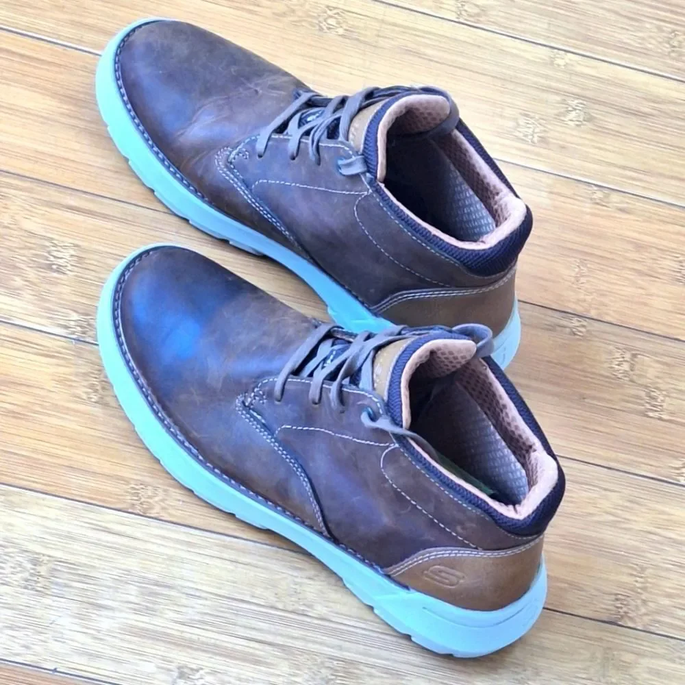 Skechers Streetwear Doveno Molens Chukka LaceUp Boot Lightweight Brown Leather 7